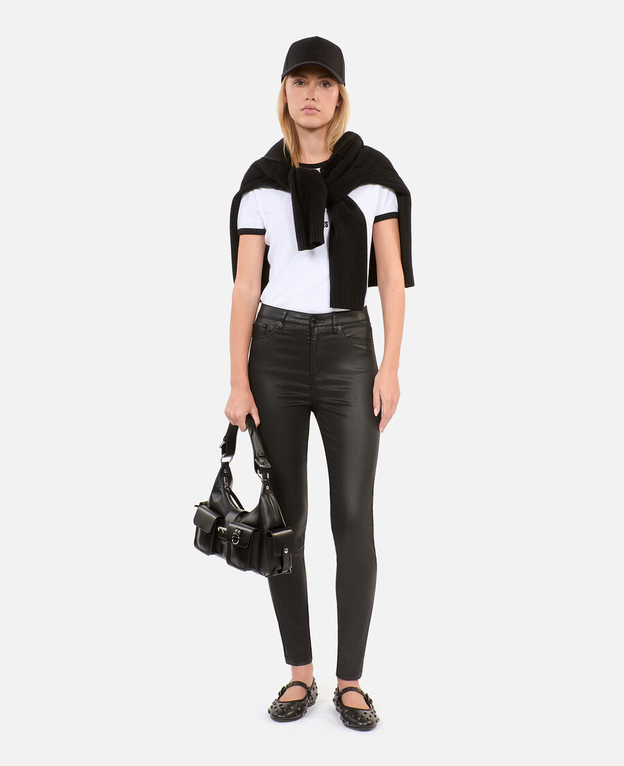 black leather-effect jeans