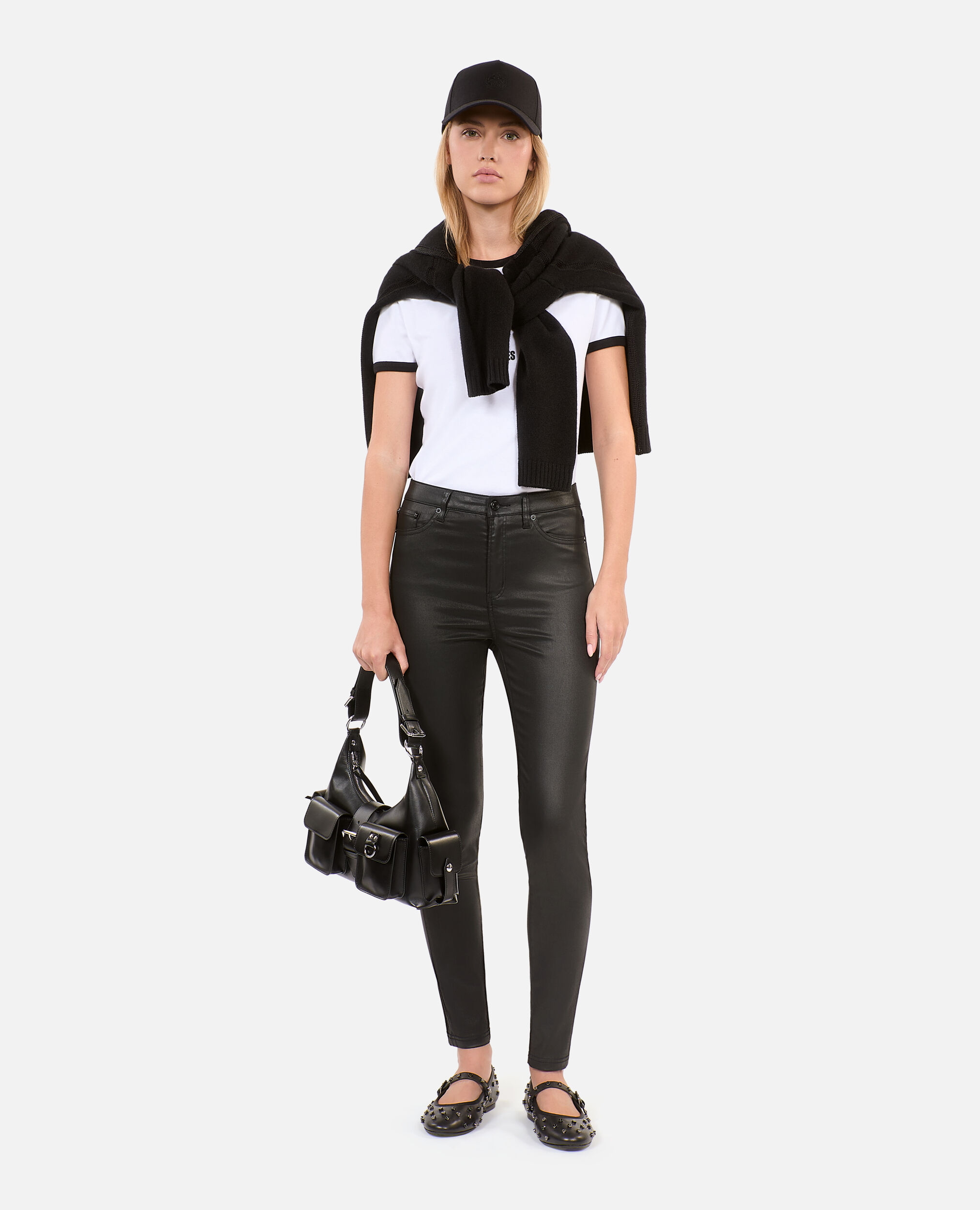 Black leather-effect jeans, BLACK, hi-res image number null