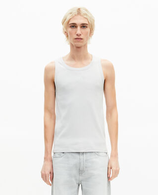 The Kooples H LIGHT GREY tank top with grey coat-of-arms embroidery