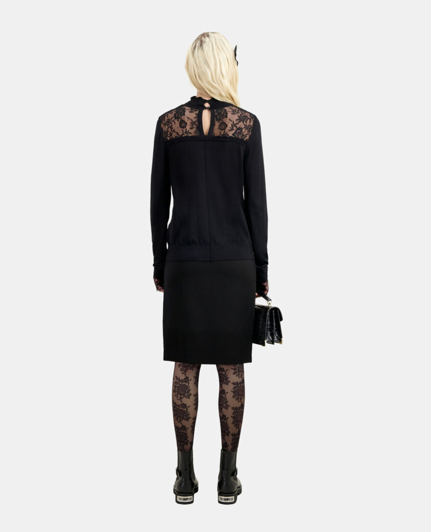 The Kooples WOMEN BLACK black sweater with lace details
