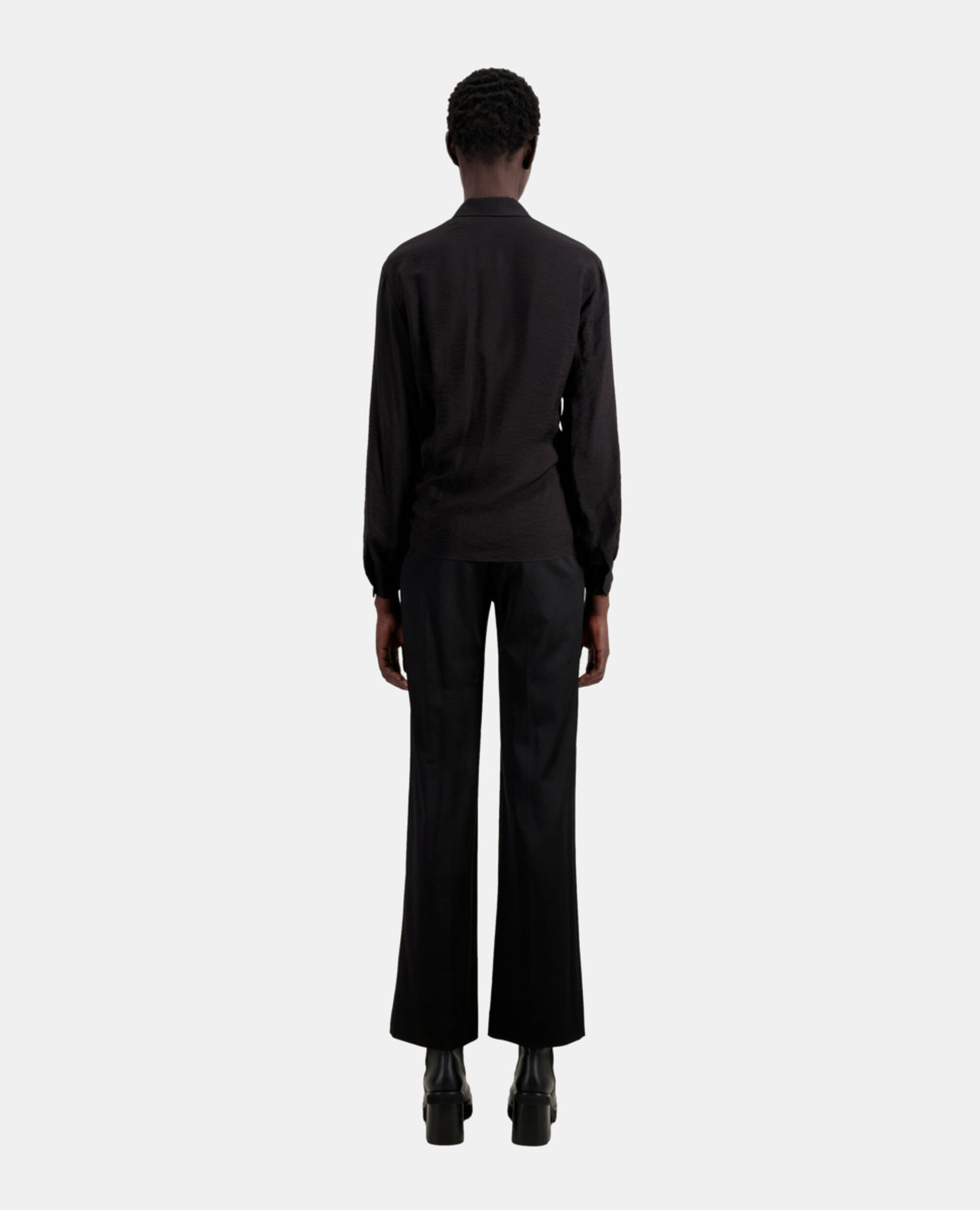 Black shirt with draped effect, BLACK, hi-res image number null