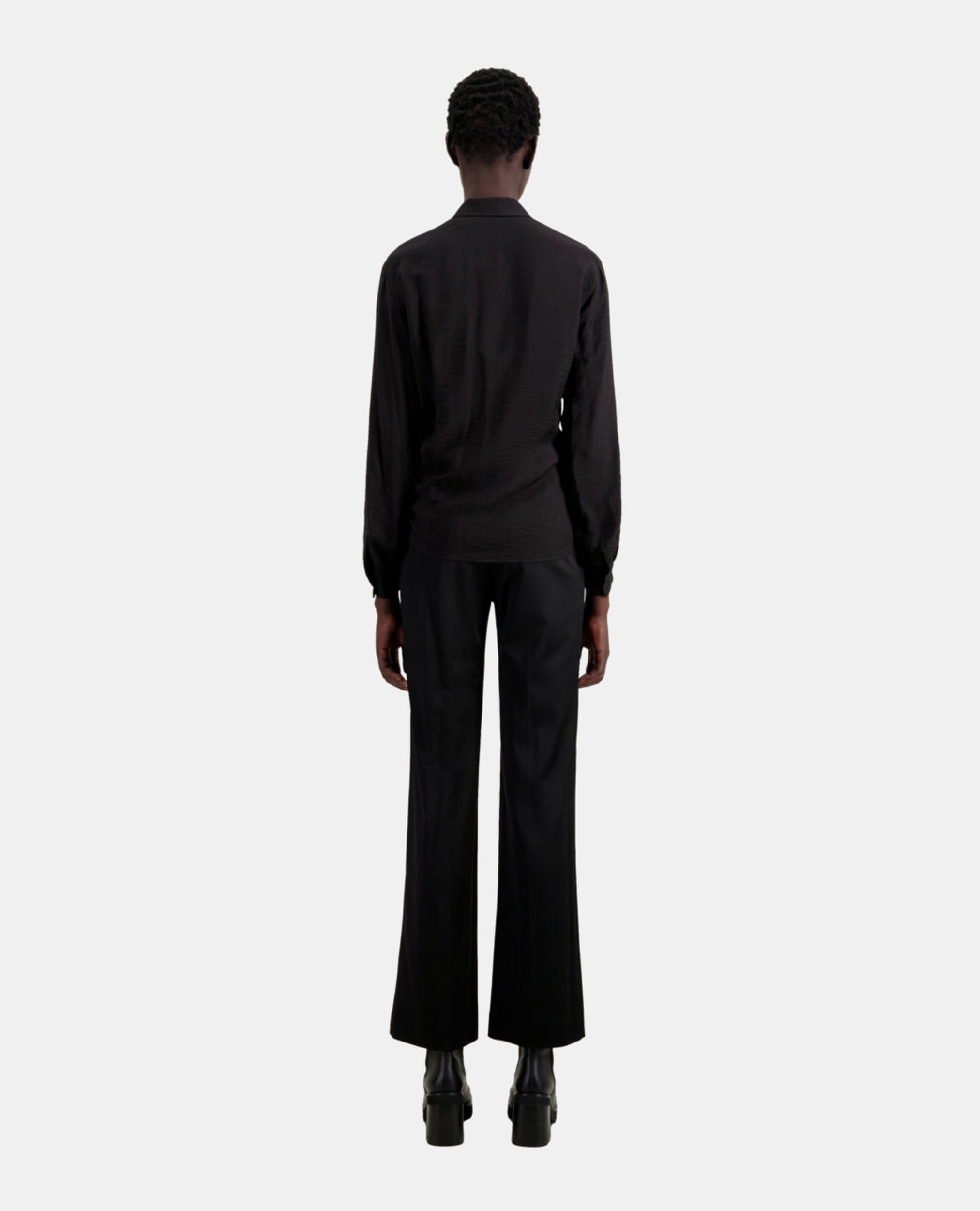 Black shirt with draped effect, BLACK, hi-res image number null