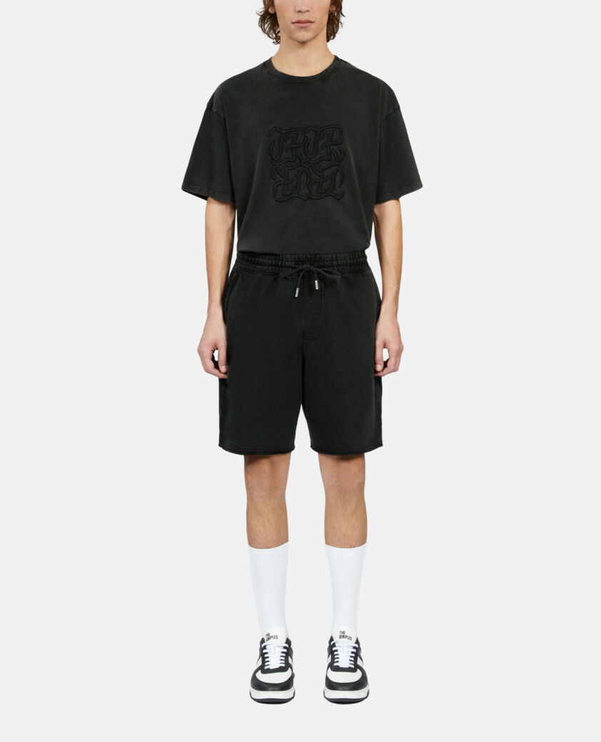 The Kooples H BLACK WASHED black cotton shorts