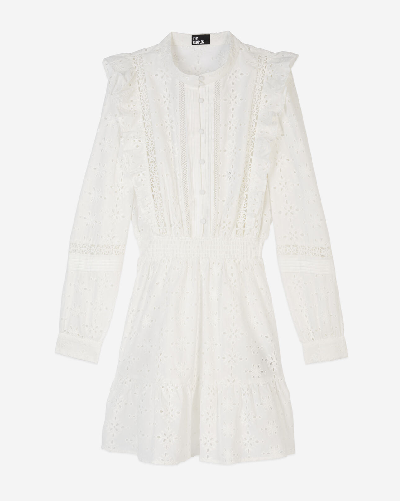The Kooples WOMEN WHITE short white dress in english embroidery