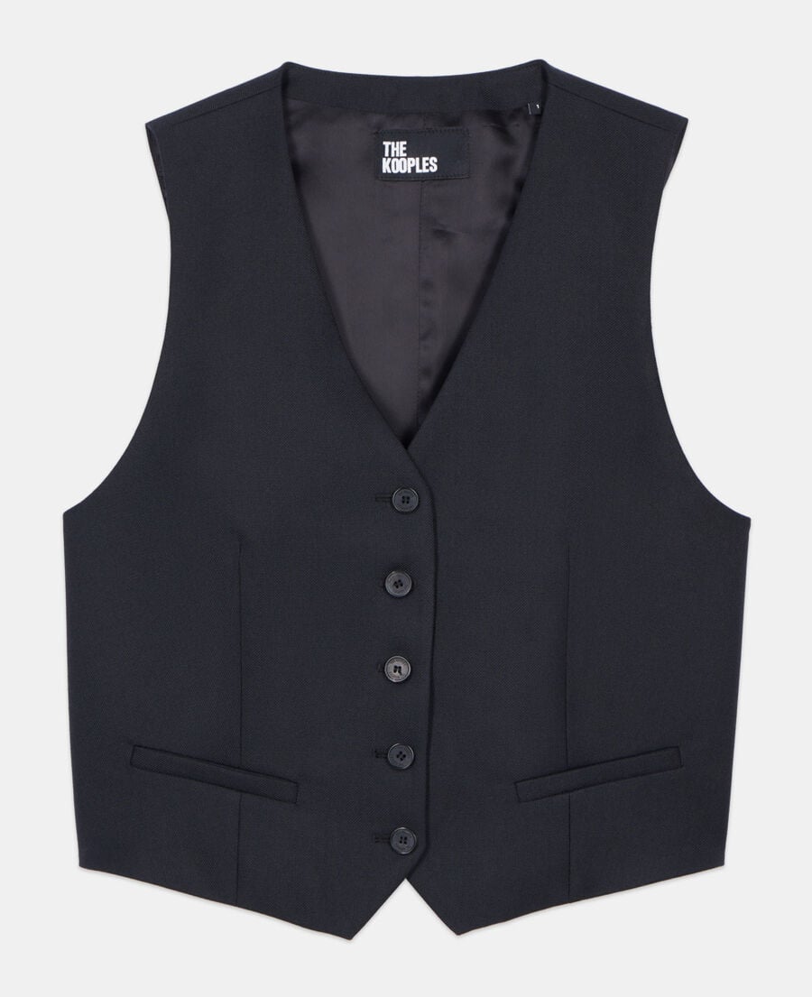 The Kooples DAMEN BLACK schwarze weste aus wolle