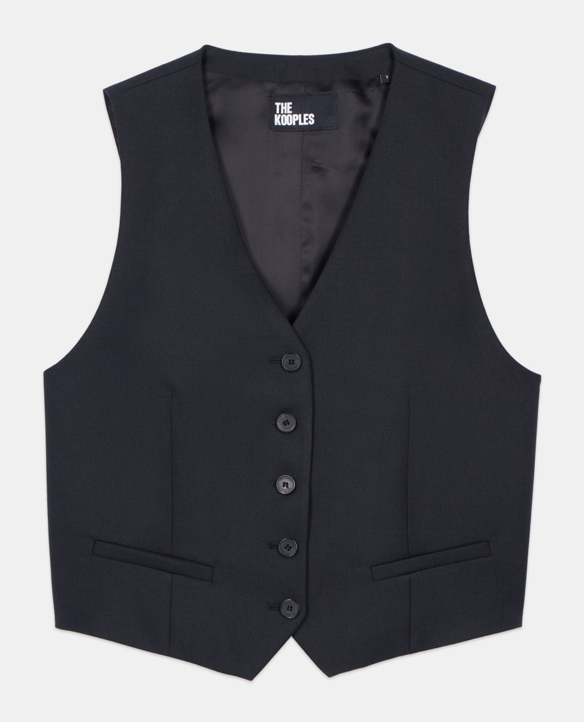 Schwarze Weste aus Wolle, BLACK, hi-res image number null