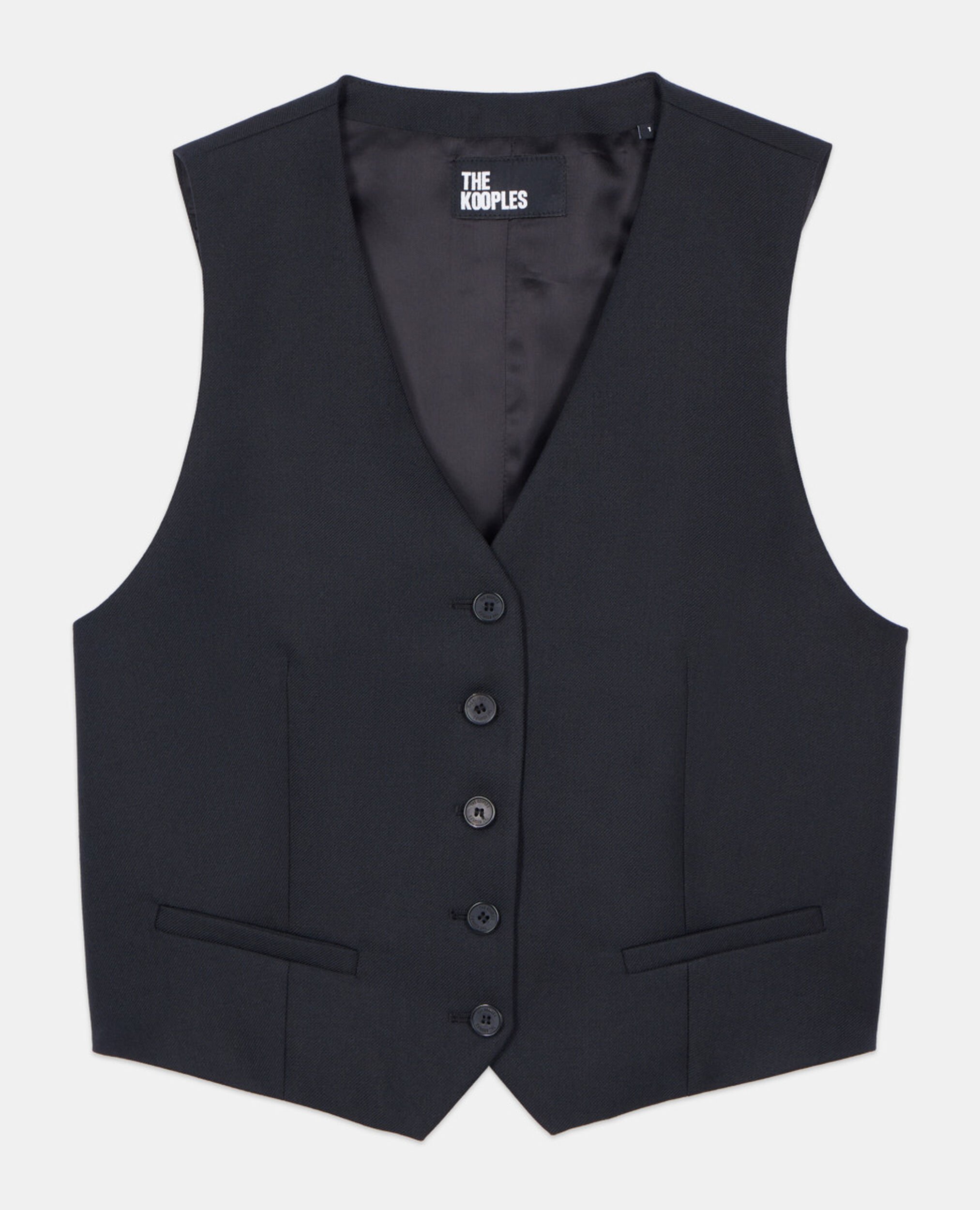 Schwarze Weste aus Wolle, BLACK, hi-res image number null