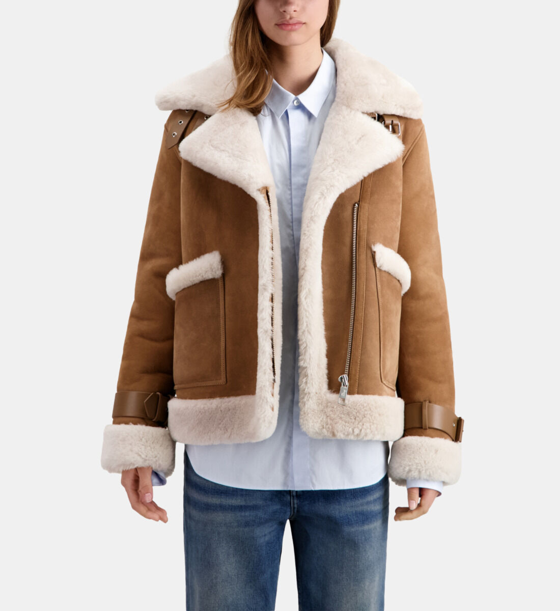 Camel shearling jacket