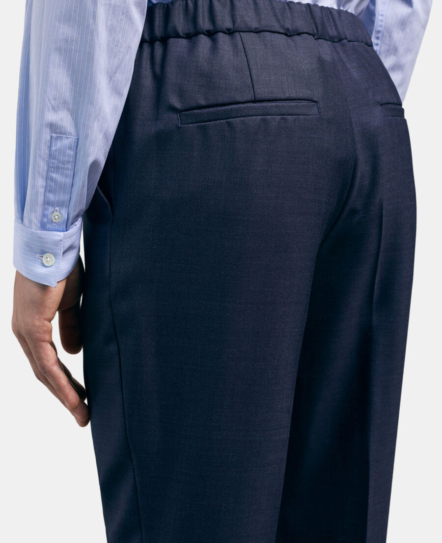 pantalon de costume en laine bleu marine