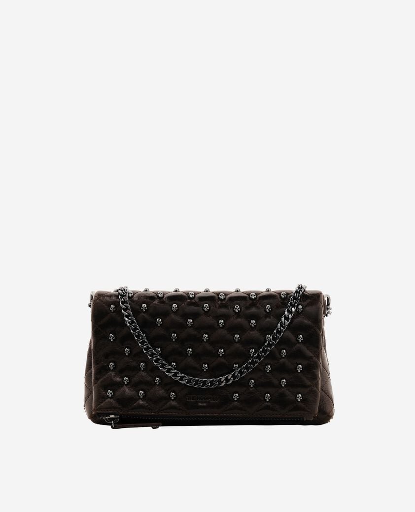 The Kooples FEMME BROWN pochette héritage small en cuir craquelé marron