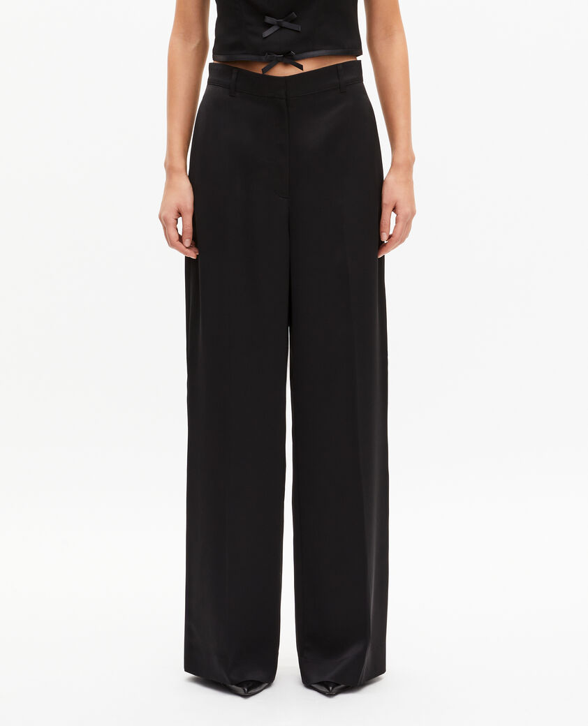 The Kooples WOMEN BLACK black satin wide-leg pants