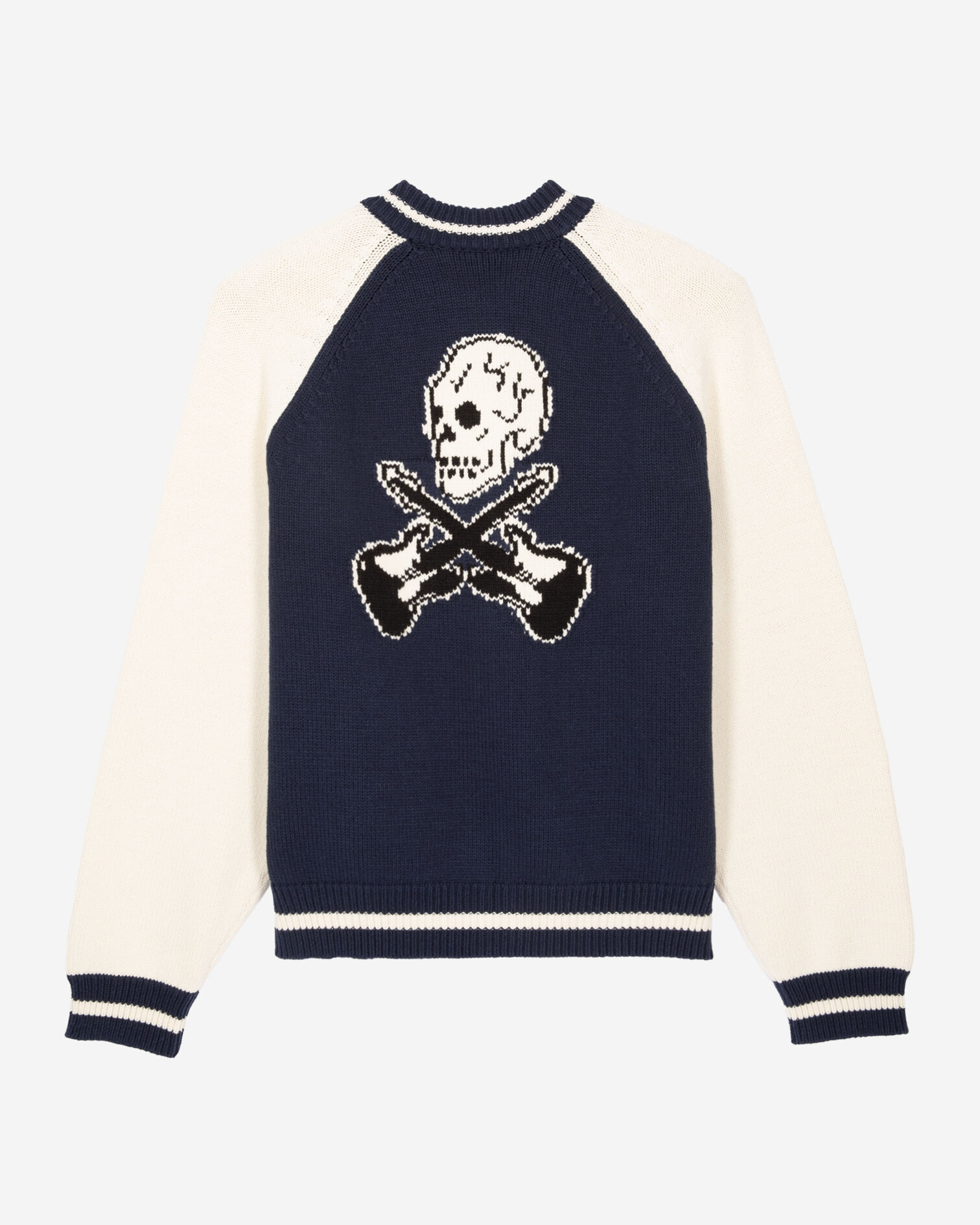Navy and ecru teddy cardigan, DARK NAVY-ECRU, hi-res image number null