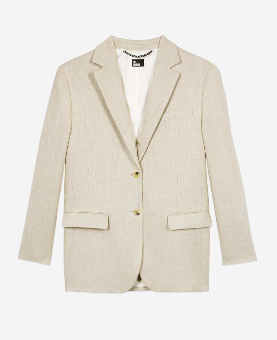 The Kooples F BEIGE ecru linen suit jacket