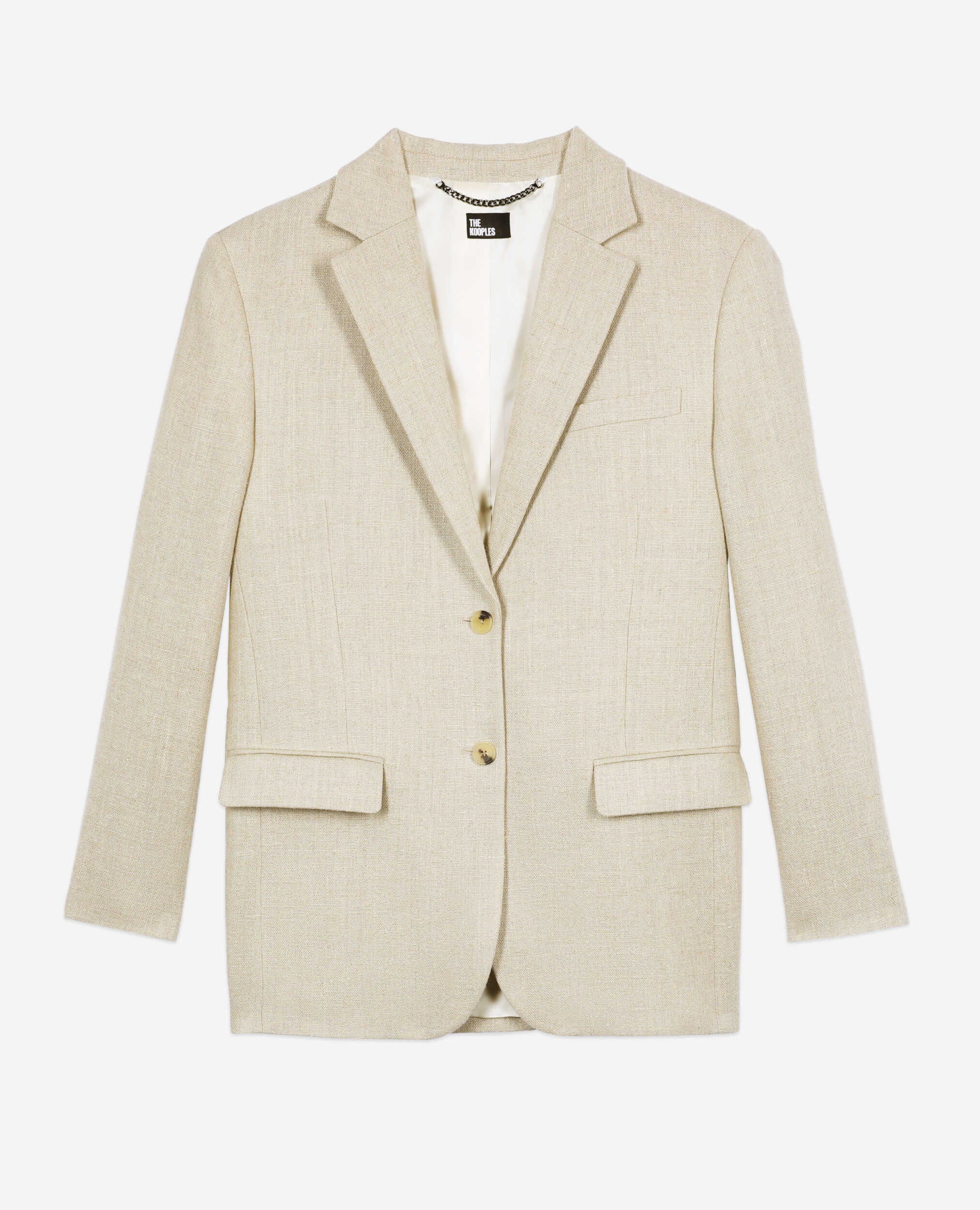 Ecru linen suit jacket, BEIGE, hi-res image number null