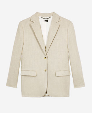 The Kooples F BEIGE ecru linen suit jacket