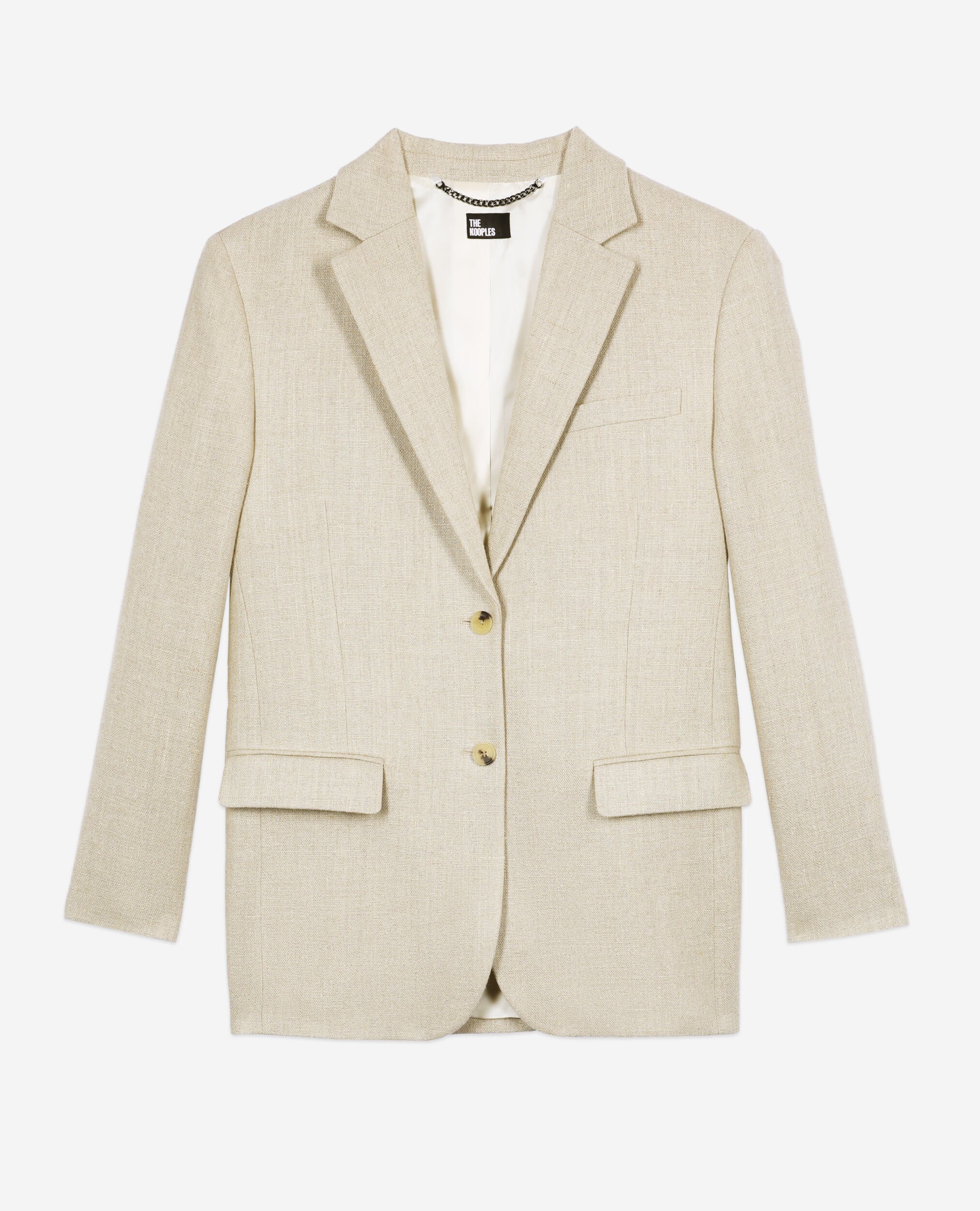 Ecru linen suit jacket, BEIGE, hi-res image number null