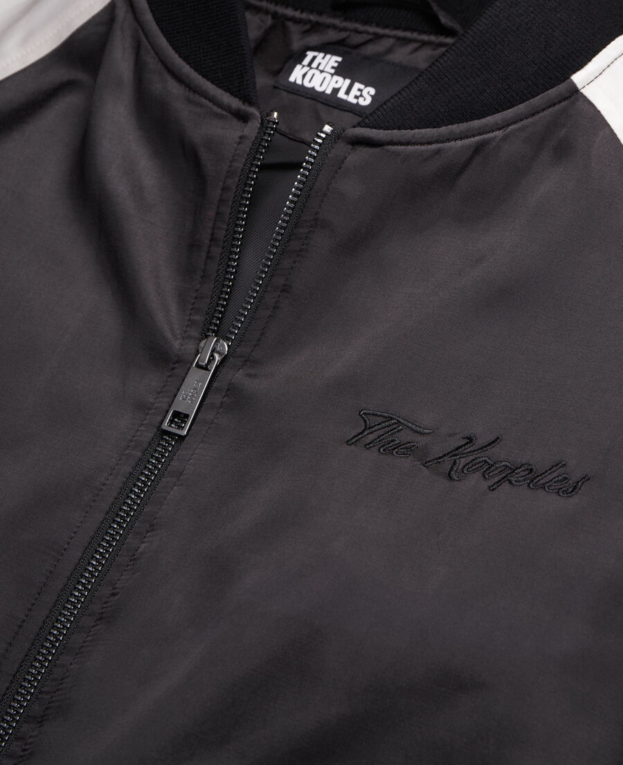 The Kooples WOMEN BLACK black and white satin jacket with dragon embroidery