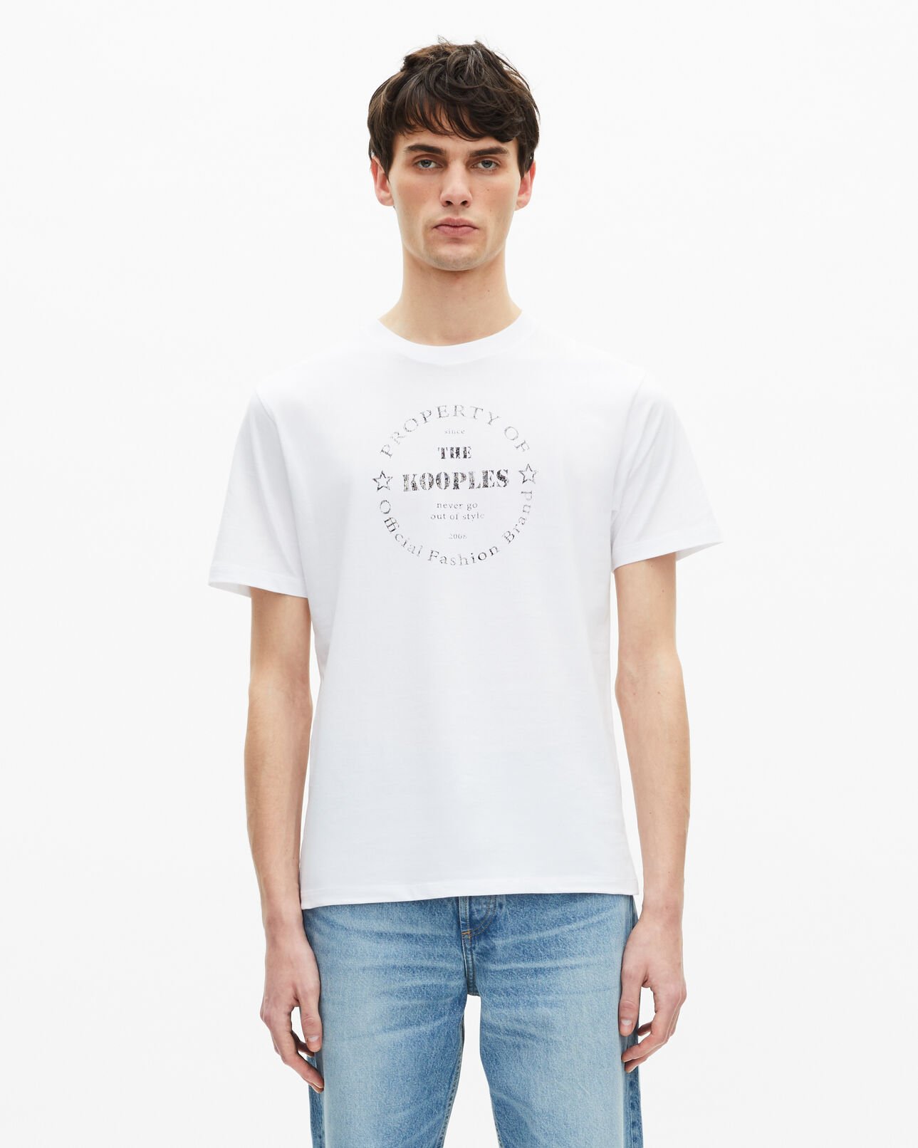 The Kooples HERREN WHITE t-shirt mit weißem siebdruck