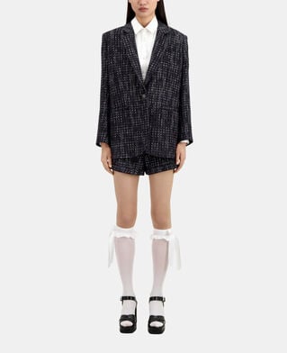 The Kooples WOMEN BLACK WHITE black and white tweed suit jacket