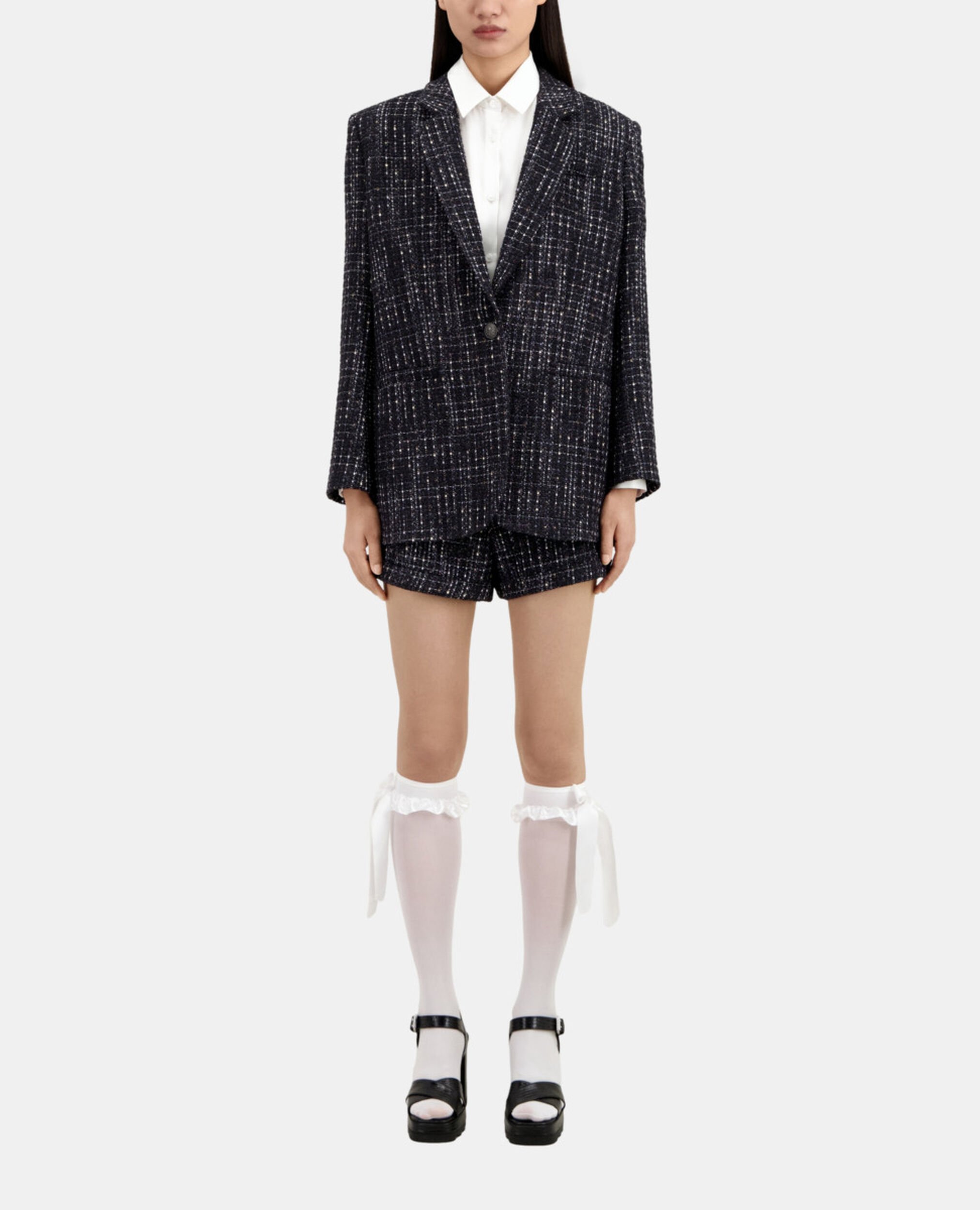 Black and white tweed suit jacket, BLACK WHITE, hi-res image number null
