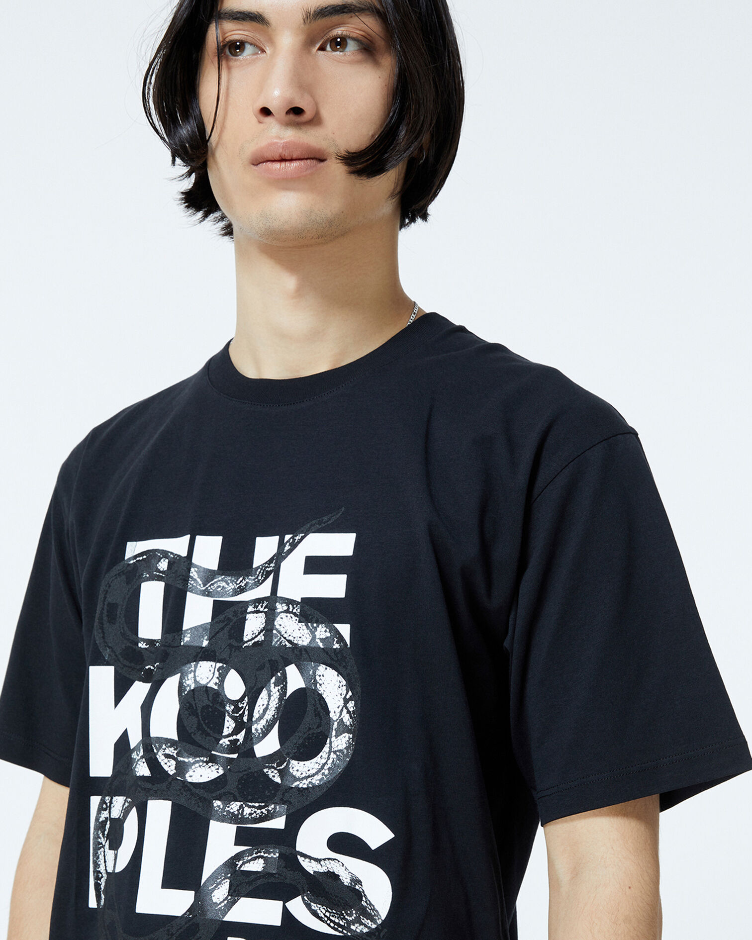 Black T-shirt in cotton with snake logo, BLACK, hi-res image number null