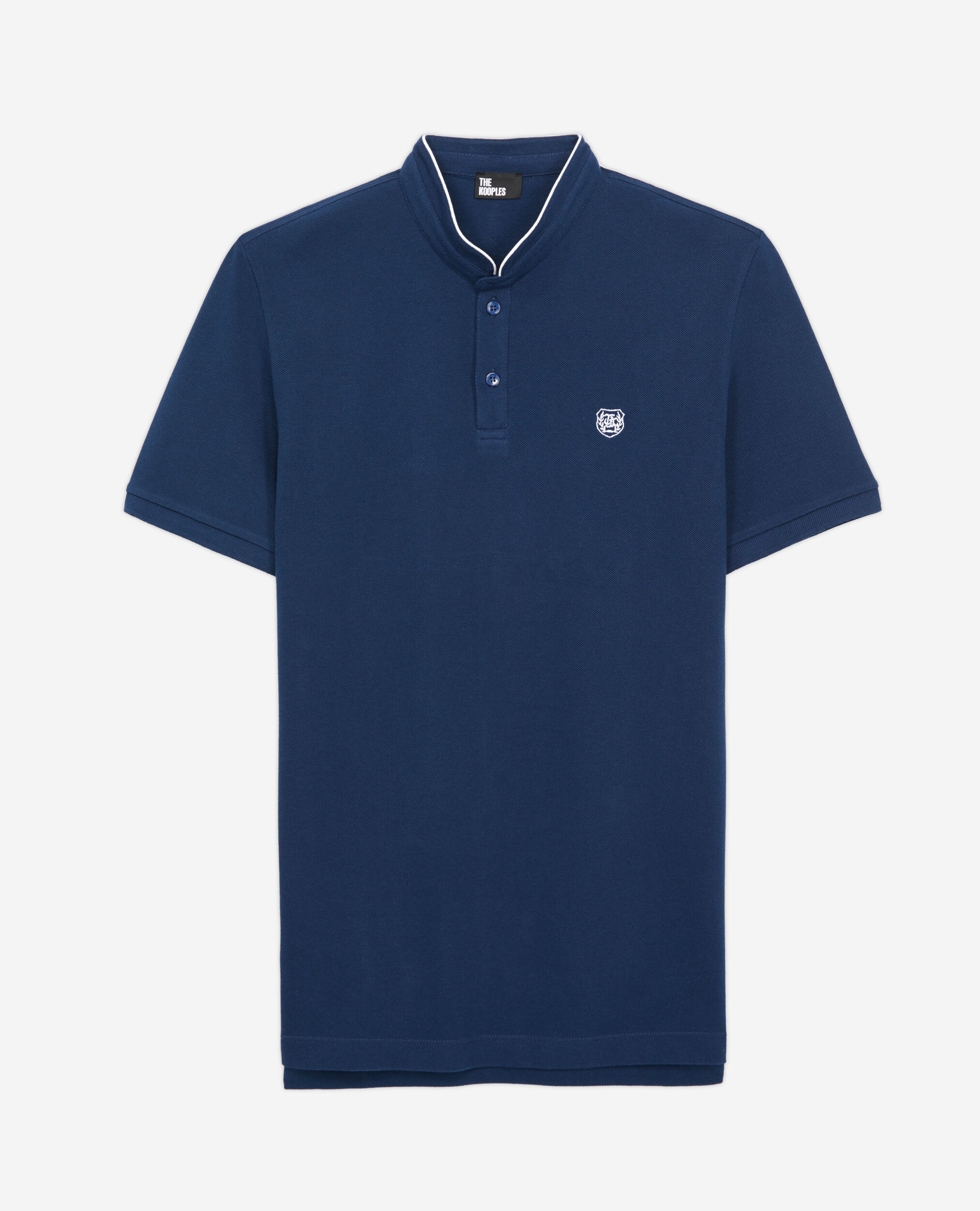 Navy blue officer collar polo shirt, NAVY, hi-res image number null