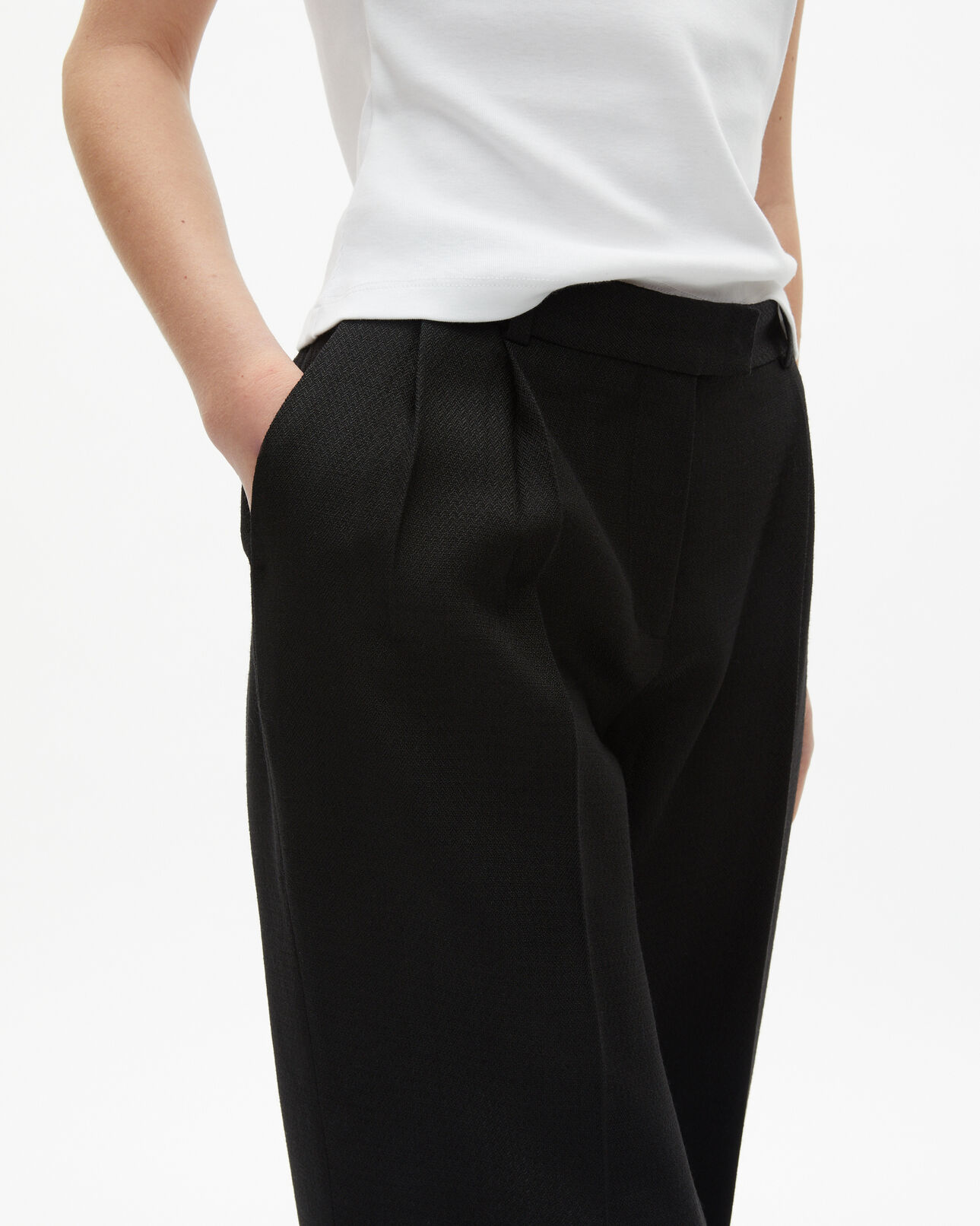 The Kooples WOMEN BLACK black wide-leg pants