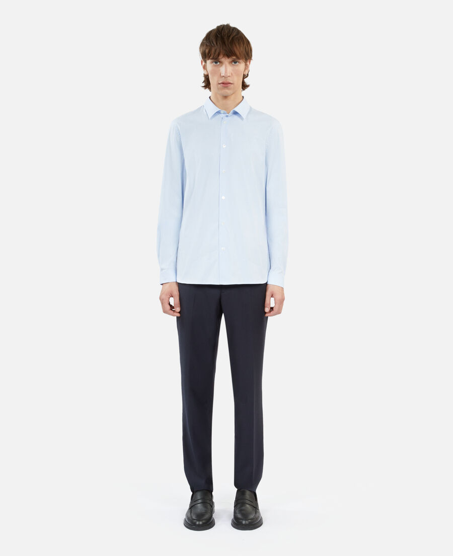 chemise formelle bleue en popeline