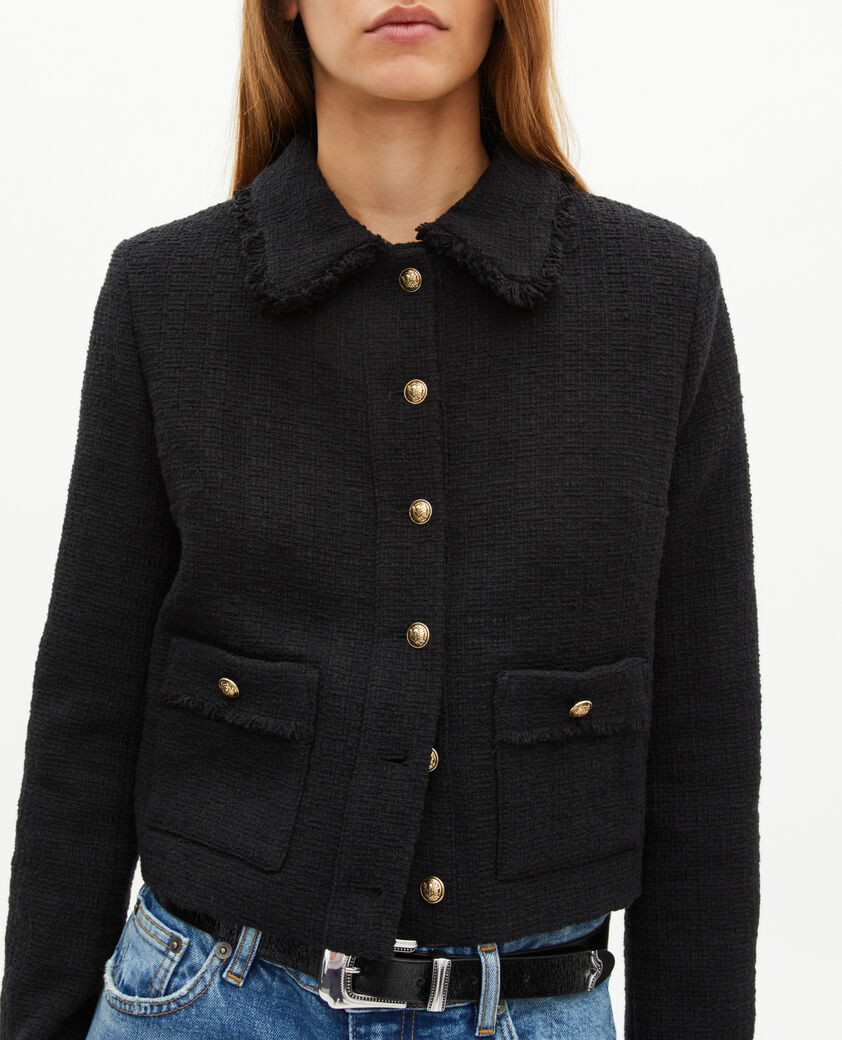 The Kooples DAMEN BLACK schwarze tweedjacke