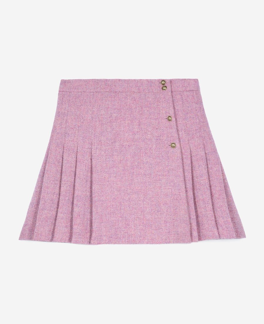The Kooples FEMME PINK jupe courte plissée the kooples x harris tweed