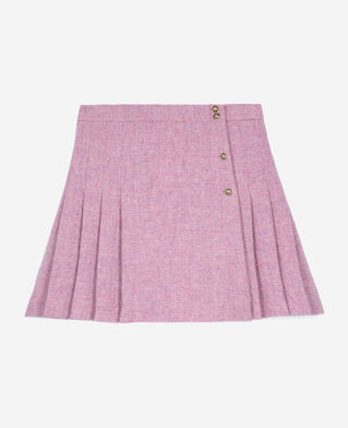 The Kooples FEMME PINK jupe courte plissée the kooples x harris tweed