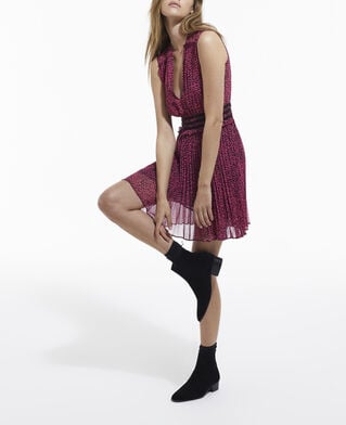The Kooples WOMEN PINK BLACK short printed pink dress