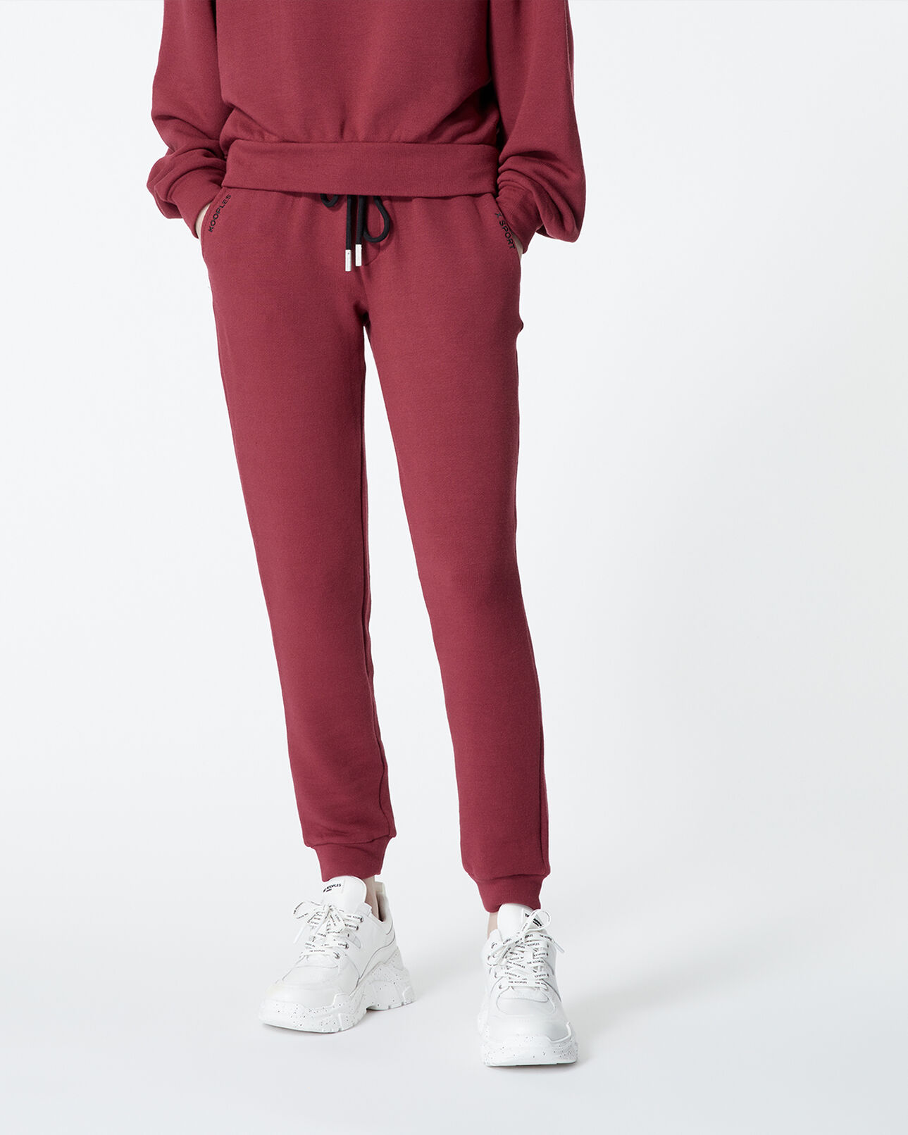The Kooples FEMME BORDEAUX jogging taille élastique rouge