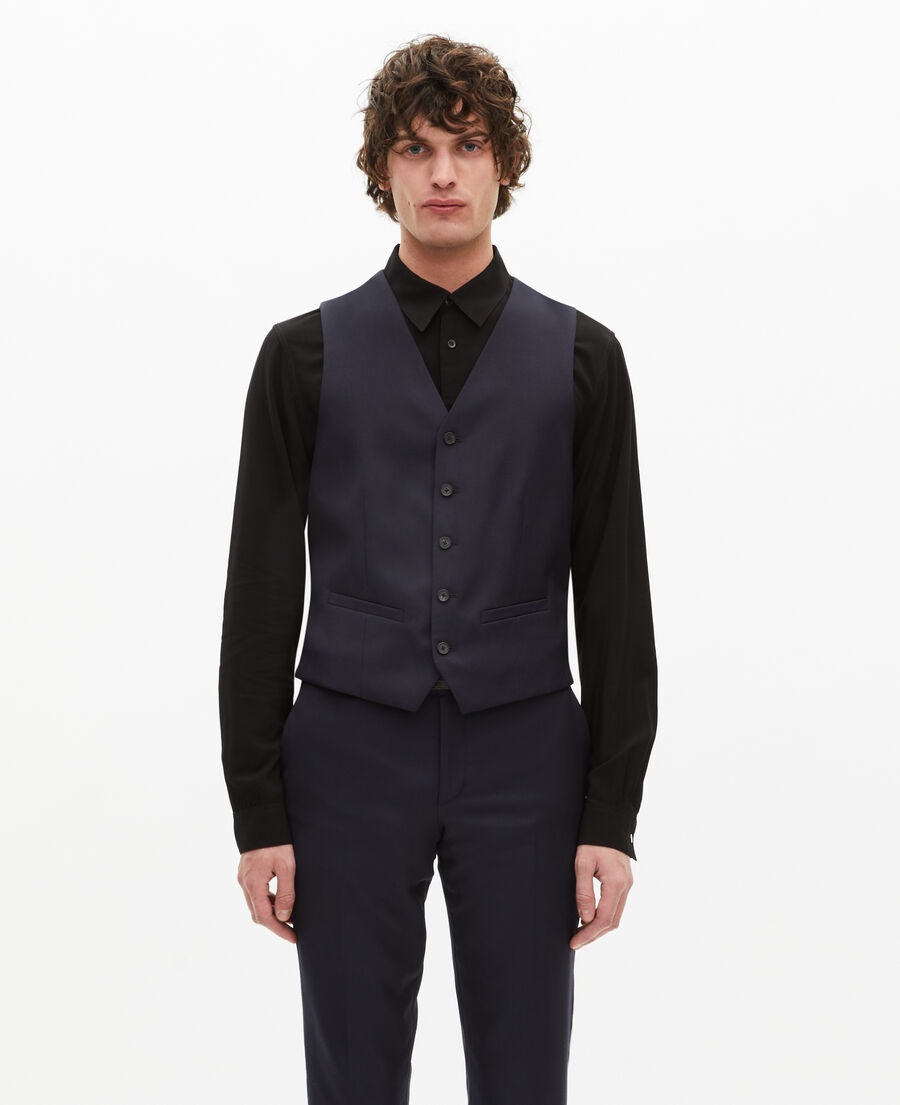 The Kooples MEN DARK NAVY navy blue wool suit vest