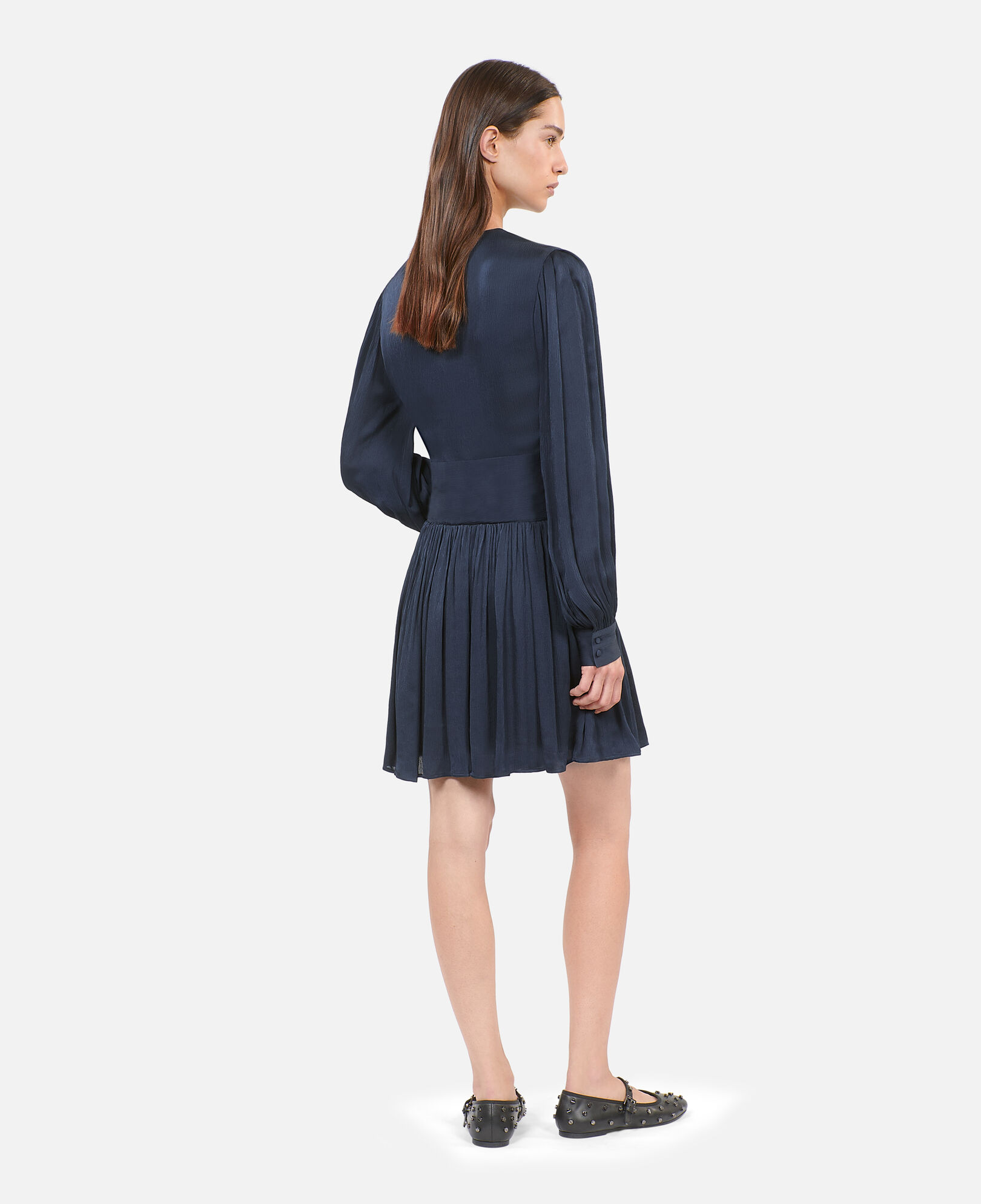 The Kooples WOMEN DARK NAVY navy blue crinckle short dress