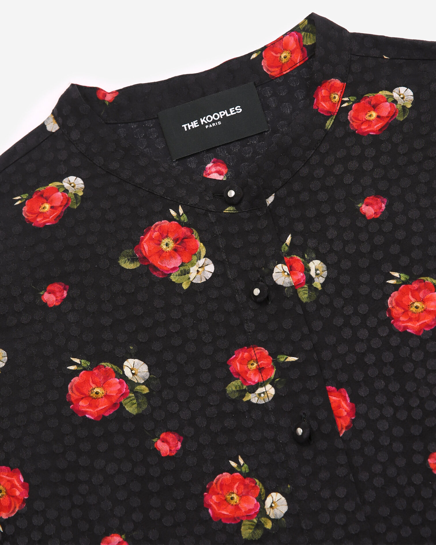 Chemise noire imprimée fleurs, BLACK, hi-res image number null