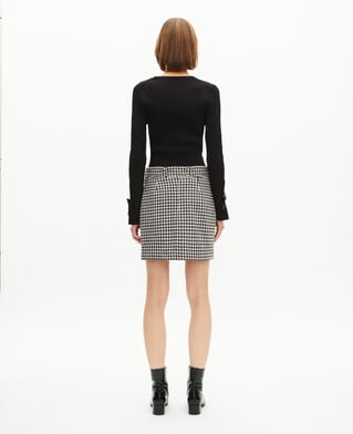 The Kooples FEMME BLACK WHITE jupe courte en pied de poule noire et blanche