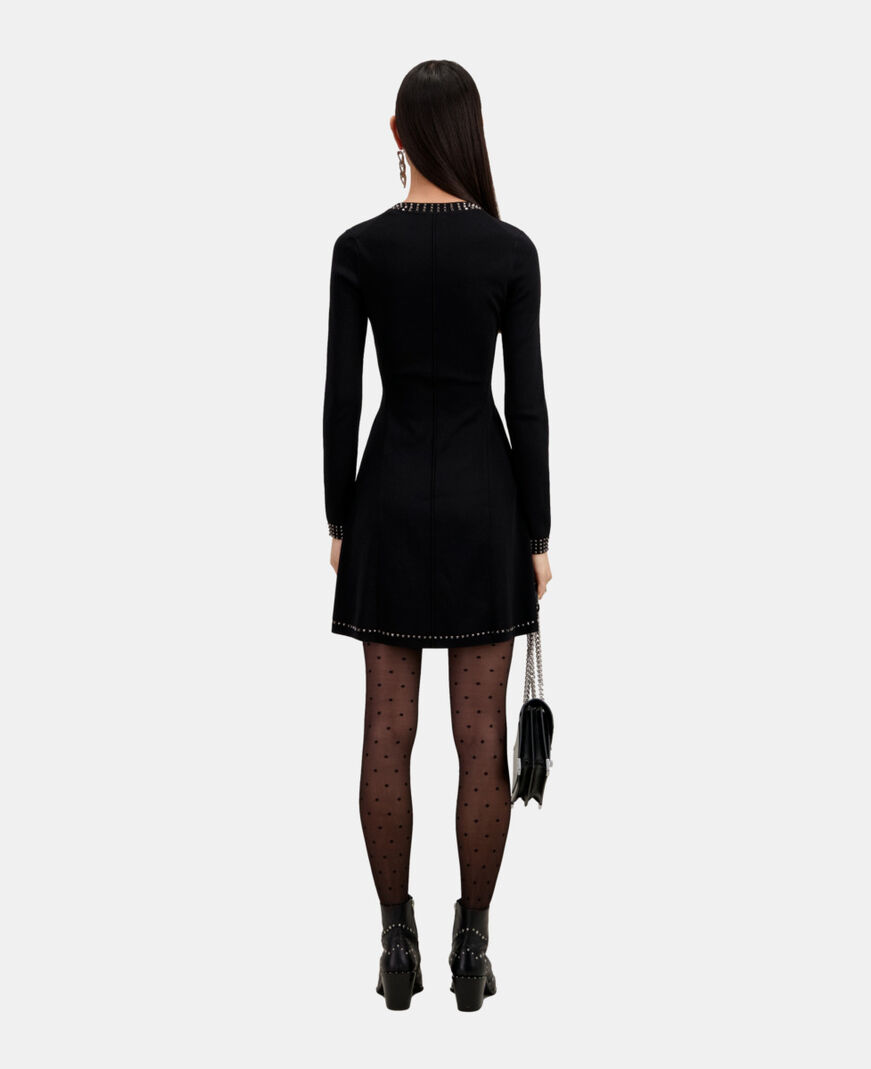 The Kooples WOMEN BLACK short black dress with spikes