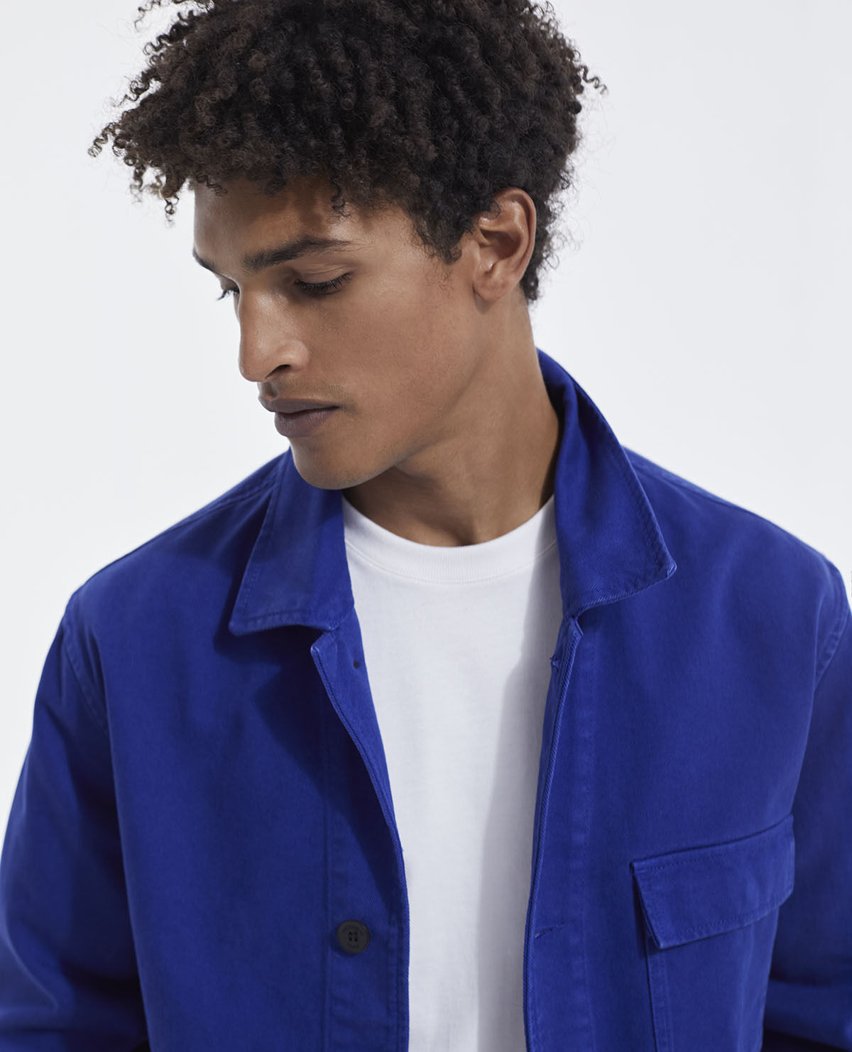 Blue canvas jacket mens top