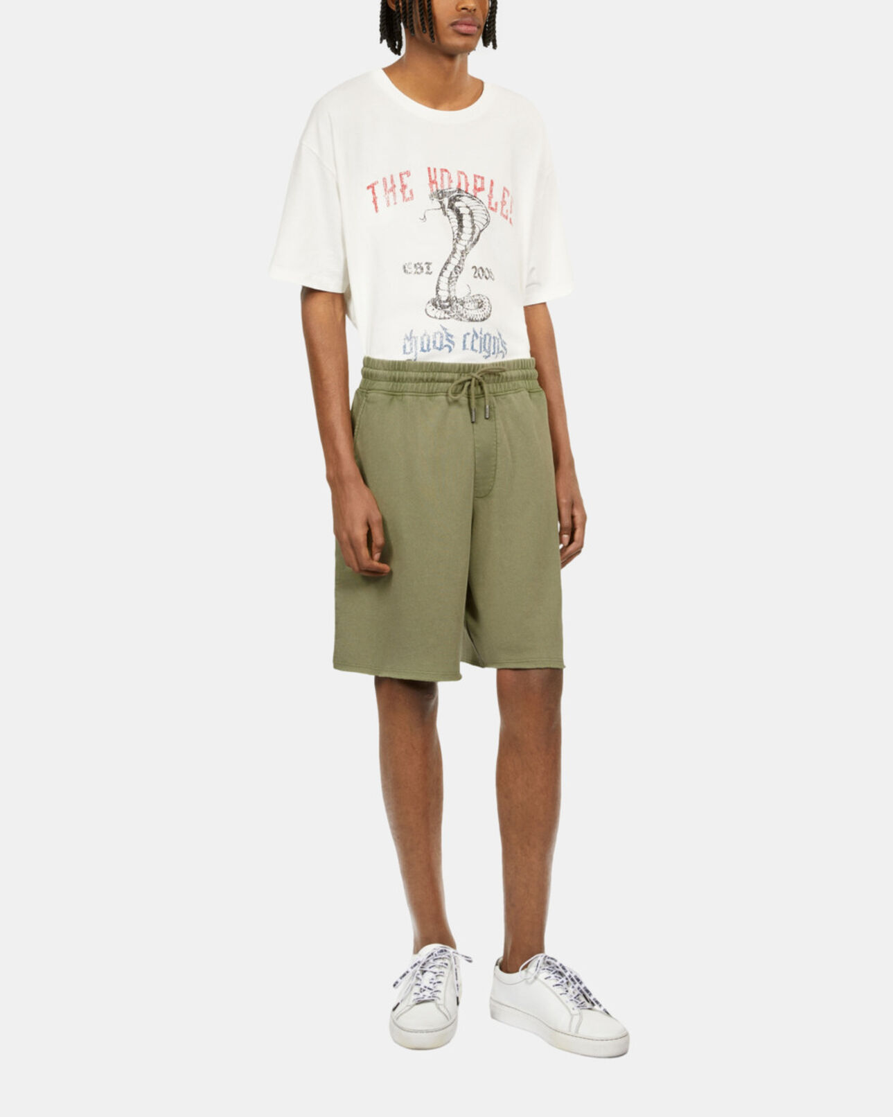 The Kooples MEN KAKI GREY light green cotton shorts