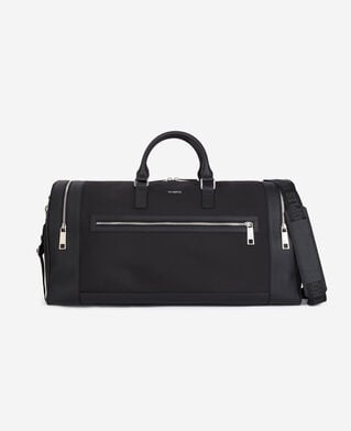 The Kooples HERREN BLACK schwarze wochenendtasche aus leder und canvas