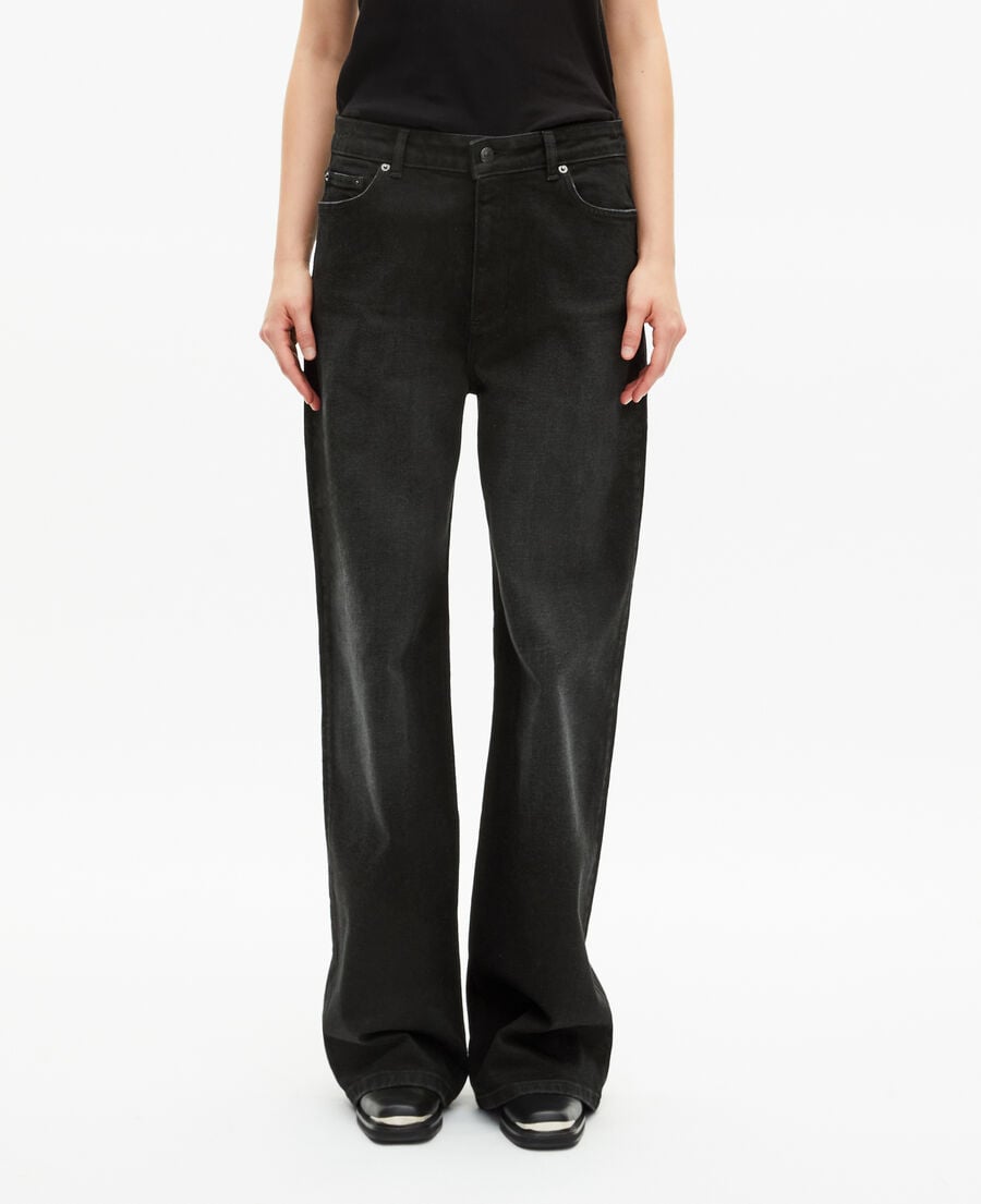 The Kooples WOMEN BLACK black wide-leg jeans