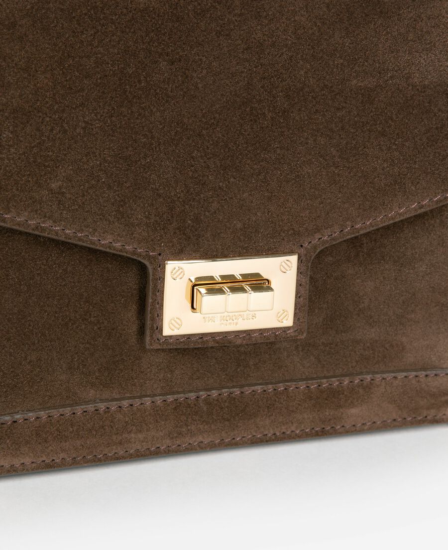 The Kooples FEMME CHOCOLATE sac emily small en suède marron