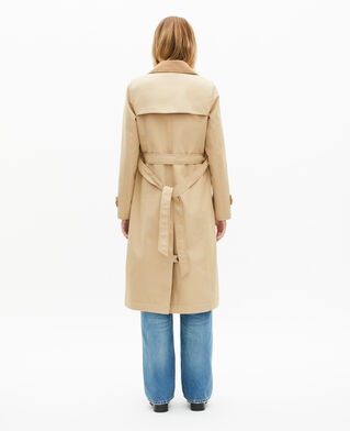 The Kooples FEMME LIGHT BEIGE trench doubl&eacute; en laine m&eacute;lang&eacute;e beige