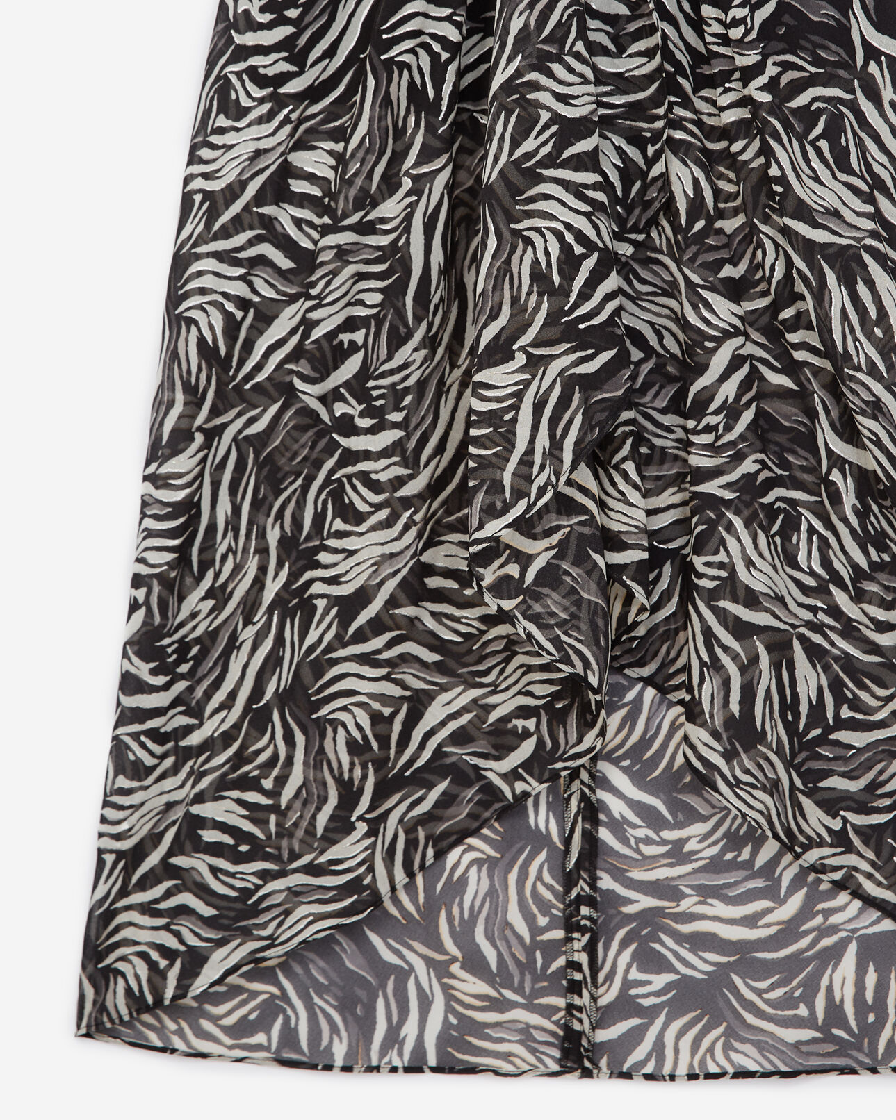The Kooples FEMME BLACK WHITE robe longue noire et blanche motif zébré