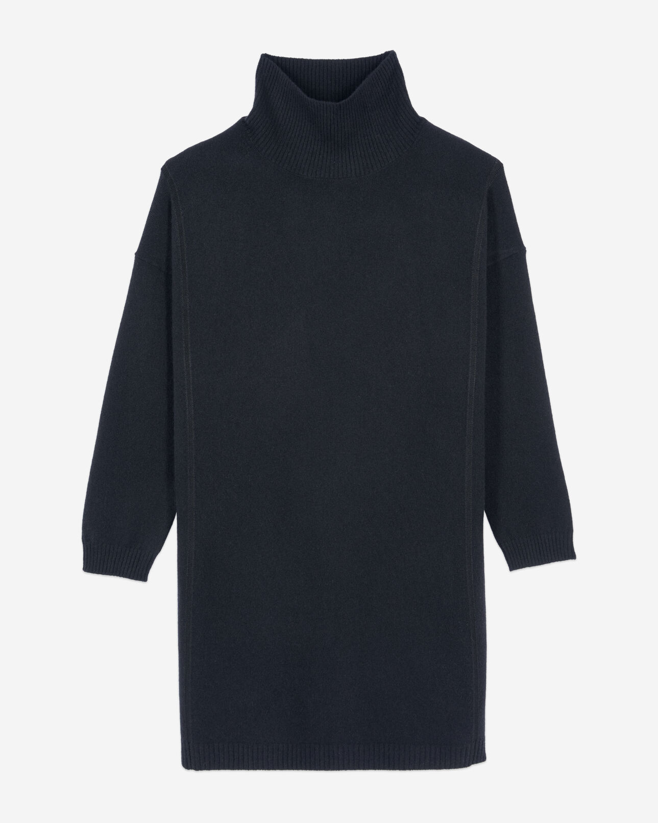 The Kooples FEMME BLACK robe pull courte en cachemire noir