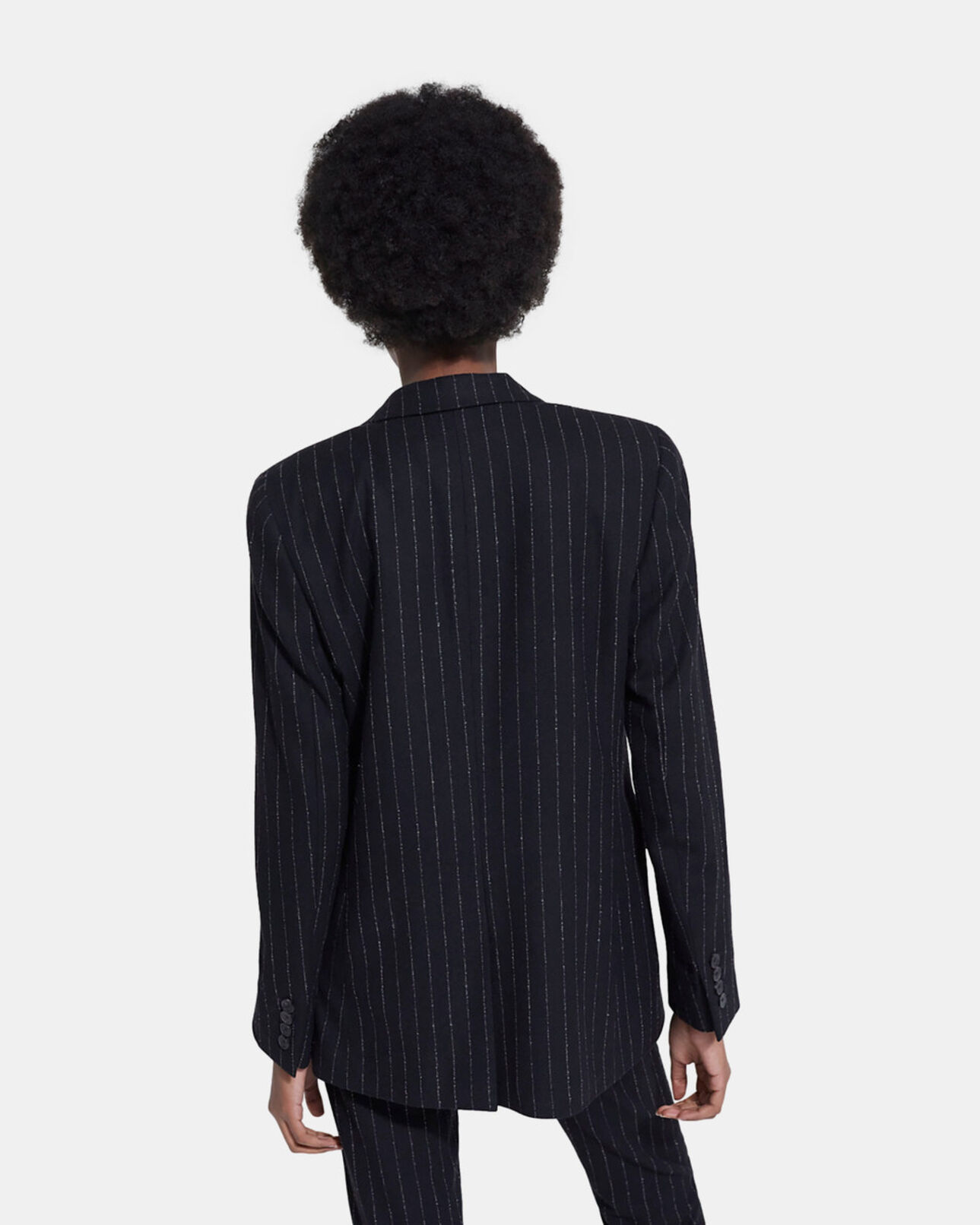 The Kooples WOMEN BLACK WHITE striped wool suit jacket