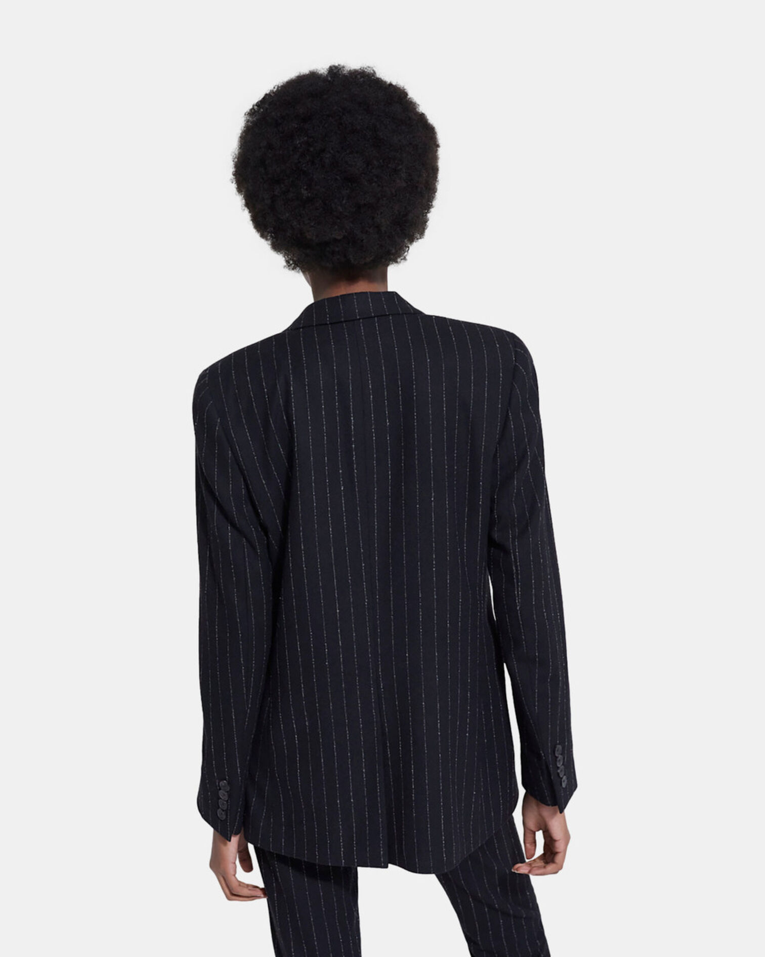 Striped wool suit jacket, BLACK WHITE, hi-res image number null