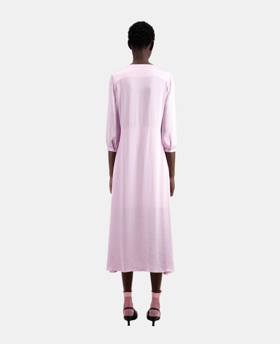 The Kooples FEMME PALE PINK robe longue rose avec plissage