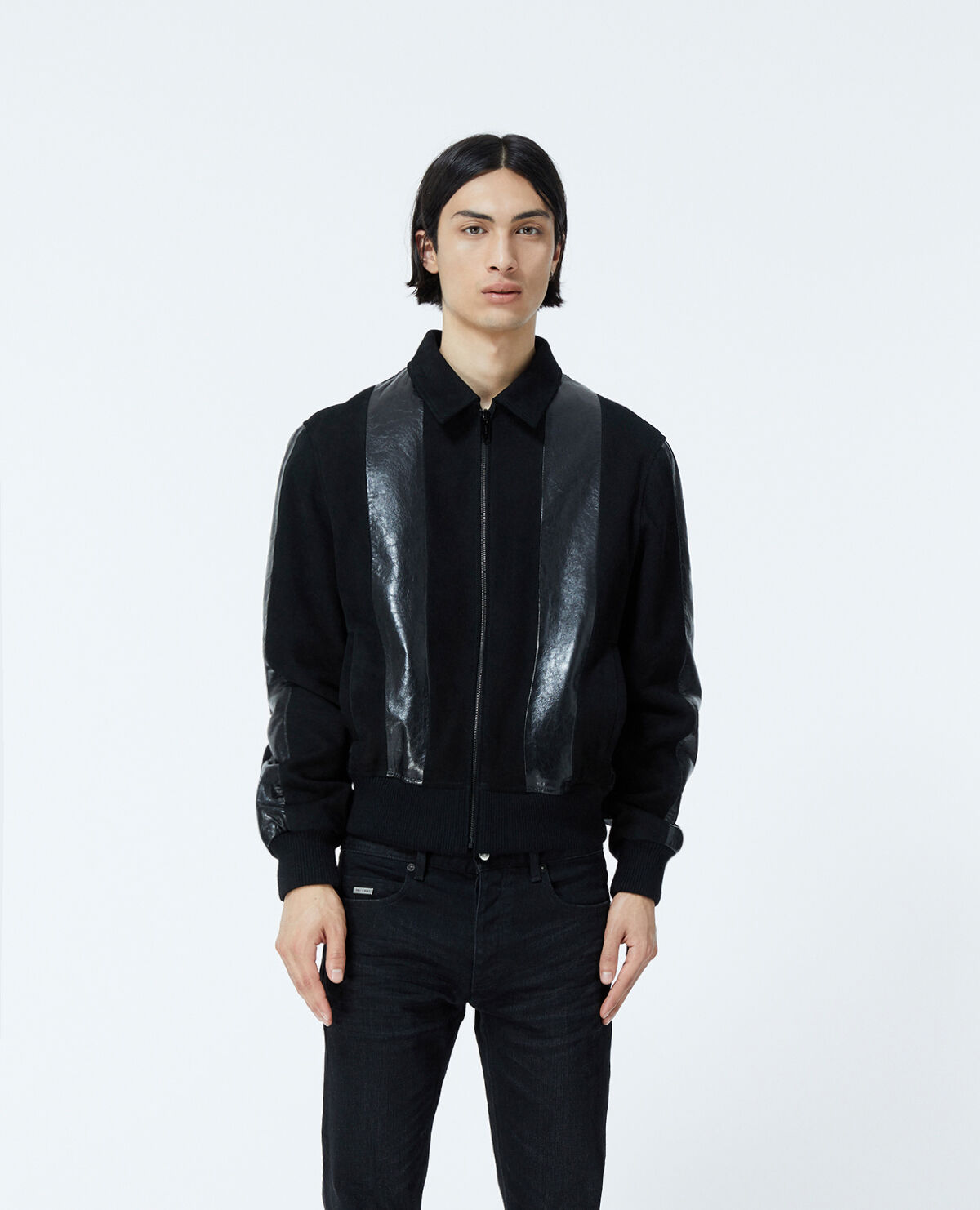 Contrasting biker jacket top